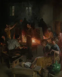 Glass Blowers of Murano, 1886. Creator: Charles Frederic Ulrich
