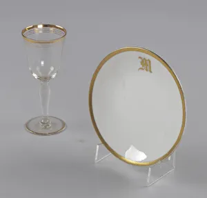 Glass and bowl with gold decoration from Mae's Millinery Shop, 1941-1994 Glass and bowl with gold decoration from Mae's Millinery Shop, 1941-1994