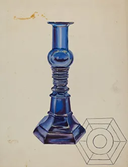 Roberta Elvis Prints: Glass Candlestick, c. 1936. Creator: Roberta Elvis