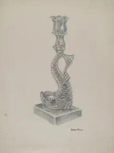 Textured Prints: Glass Candlestick, c. 1940. Creator: John Hall