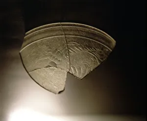Images Dated 17th July 2012: Glass cup engraved, fragment, from Pamplona