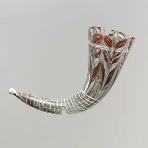 Lombardic Collection: Glass Drinking Horn, Langobardic (?), 575-625. Creator: Unknown