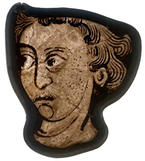 Centre Gallery: Glass Fragment, French, 1200-1215. Creator: Unknown