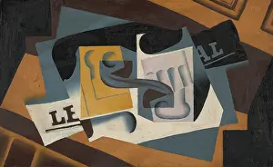 Juan Prints: Glass and Newspaper, 1917. Creator: Juan Gris