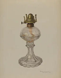 Buergerniss Carl Prints: Glass Oil Lamp, 1940. Creator: Carl Buergerniss