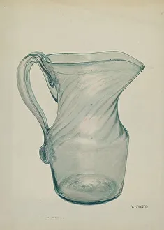 Blown Glass Prints: Glass Pitcher, c. 1940. Creator: V. L. Vance