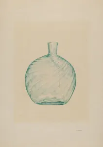 Glass Bottle Prints: Glass Pocket Flask, c. 1938. Creator: G. A. Spangenberg