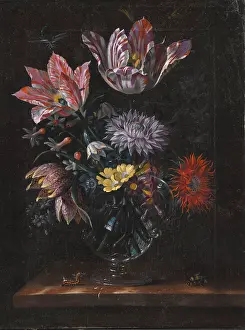 Tulips Prints: A Glass Vase with Flowers, c1650. Creator: Marrel, Jacob (1614-1681)