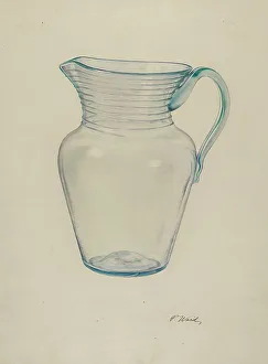Glass Water Pitcher, c. 1940. Creator: Paul Ward
