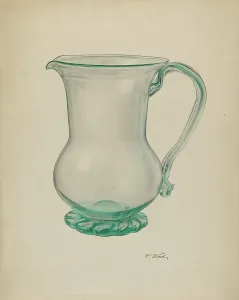 Transparent Prints: Glass Water Pitcher, c. 1940. Creator: Paul Ward