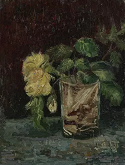 Glass with Yellow Roses