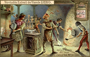 Glassmakers in the 14th century, (c1900)
