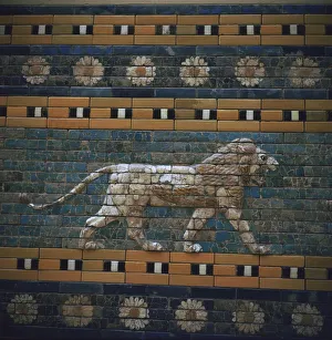 Glazed brick relief of a lion on the Ishtar Gate, 7th century BC