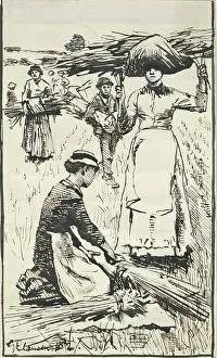 Crouching Prints: Gleaners, 1882. Creator: George Clausen