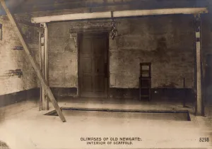 Macabre Prints: Glimpses of Old Newgate - Interior of Scaffold, c1900. Creator: Rotophot