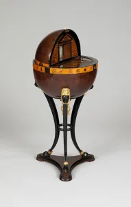 Fruitwood Prints: Globe-Shaped Work Table, Vienna, c. 1820. Creator: Unknown