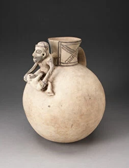 Peruvian Collection: Globular Jar with Modeled Figures in Erotic Scene, A. D. 1000 / 1470. Creator: Unknown