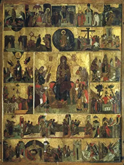 The Glorification of the Virgin, (Akathist Hymn to the Most Holy Theotokos), 14th century