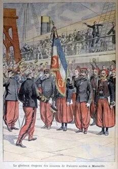 Zouave Gallery: The glorious flag of the zouaves of Palestro arrives in Marseilles, 1903