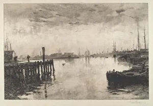 Etching In Black Prints: Gloucester Harbor, 1882. Creator: Stephen Parrish