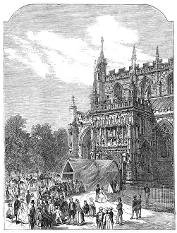 Porch Prints: The Gloucester Music Festival: South Porch, Gloucester Cathedral, 1865. Creator: Unknown