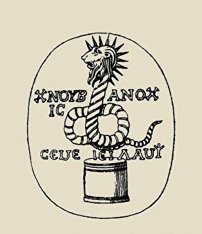 Gnostic intaglio depicting Chnoubis. Creator: Unknown artist