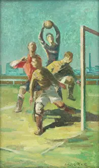 In front of the goal, 1942. Creator: Bedrich Hoffstadter