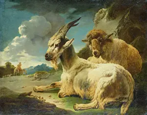 Rocky Prints: Goat and Sheep in a Rocky Landscape, 1680-1690. Creator: Philipp Peter Roos