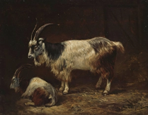 Tidemand Adolph Prints: Two Goats, 1852. Creator: Adolph Tidemand