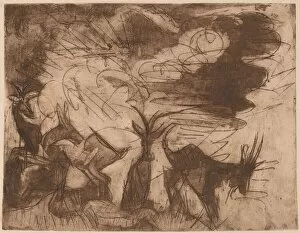 Die Brucke Gallery: Goats and Clouds, 1919. Creator: Ernst Kirchner