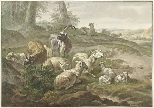 Wijbrand Hendriks Prints: Goats and sheep in a hilly landscape, 1754-1831. Creator: Wybrand Hendriks