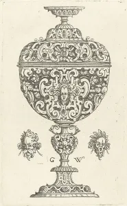 Nurnberger Wechter Der Prints: Goblet decorated with a masque with open mouth, published 1579. Creator: Georg Wechter I