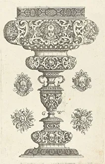Nurnberger Wechter Der Prints: Goblet, rim decorated with masque and bouquet of fruit