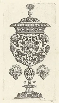 Goblet, rim decorated with masque with gaping mouth, published 1579. Creator: Georg Wechter I