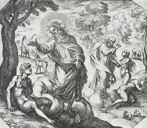 Tempesta Antonio Prints: God Creating Adam and Eve, c1600. Creator: Antonio Tempesta