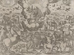 Stag Gallery: God Creating the Animals, ca. 1590-1630. Creator: Antonio Tempesta