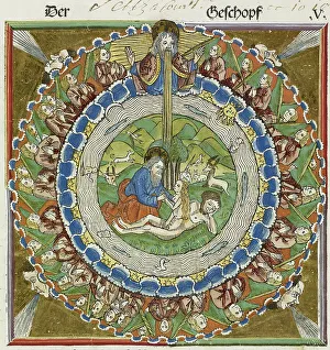 God creating Eve from Adam's rib, 1483. Creator: Unknown