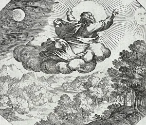 Stars Prints: God Creating the Sun, the Moon, and the Stars, c1600. Creator: Antonio Tempesta