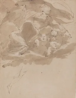 Images Dated 16th July 2021: God the Father with Angels, 17th century. Creator: Unknown