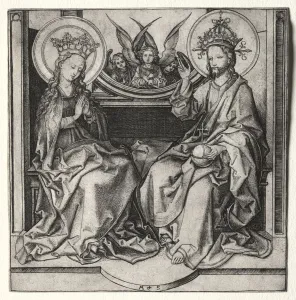 Martin Schongauer German Prints: God the Father and the Blessed Virgin Enthroned Attended by Angels, c. 1480-90. Creator