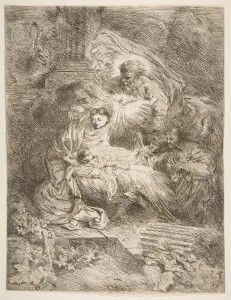 Observing Prints: God the Father observing the Virgin and Child, angels to the right, ca. 1645-47