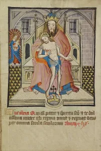 Illumination Painting Prints: God the Father and Son with the Virgin; Illustrated Vita Christi