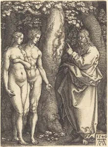 Forbidden Prints: God Forbids to Eat from the Tree, 1540. Creator: Heinrich Aldegrever