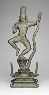 Serpent Collection: God Krishna Dancing on the Head of the Snake Demon Kaliya (Kaliyadamana), 14th century