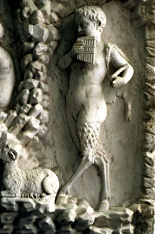 God Pan as a child playing the flute, fragment of the relief in Amalthea fountain