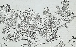 God Sends the Flies to Egypt (recto); God Sends Boils to Egypt (verso), published 1483. Creator: Unknown