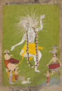 God Shiva in His Ferocious Aspect as Mahakala Dancing, c. 1700-1710. Creator: Unknown
