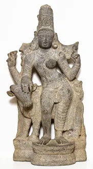 Granite Prints: God Shiva as Lord Who Is Half-Male, Half-Female (Ardhanarishvara), 14th century