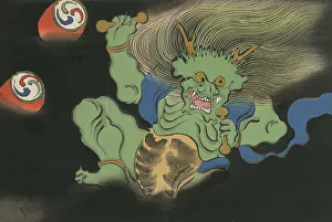 God of Thunder (Raijin). From the series A World of Things (Momoyogusa), 1909-1910. Creator: Sekka, Kamisaka (1866-1942). God of Thunder (Raijin). From the series A World of Things (Momoyogusa), 1909-1910