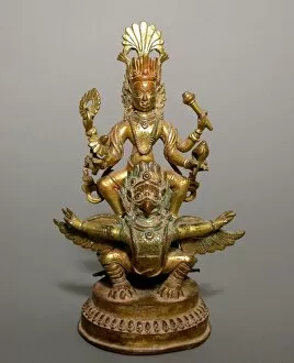 God Vishnu Astride His Mount, Garuda, 17th / 18th century. Creator: Unknown